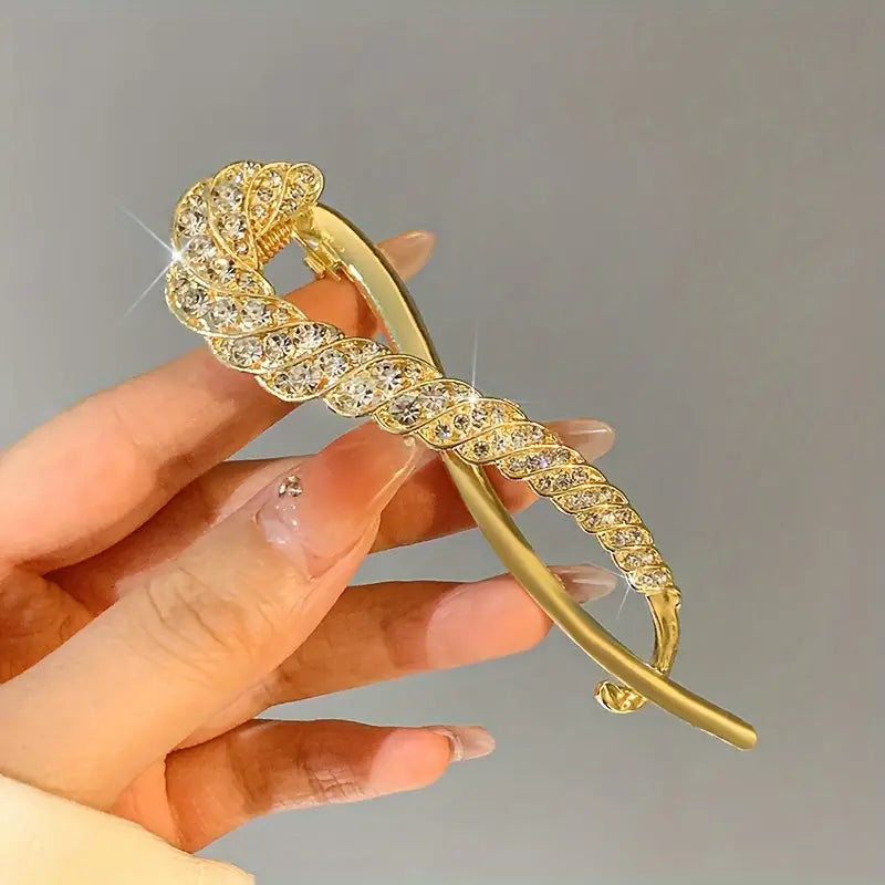 Imported Geometric Shape Rhinestone Hair Clip | Non-Slip Strong Hold Grip |