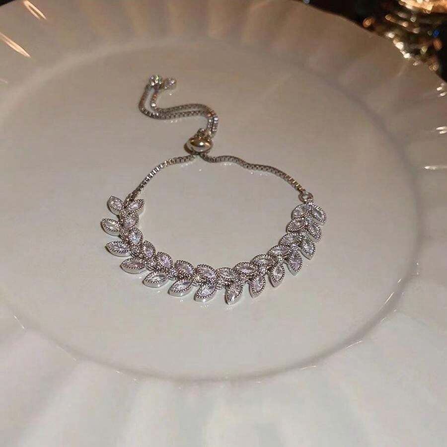 18K White Gold Plated Tennis Bracelet