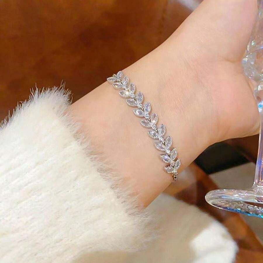 18K White Gold Plated Tennis Bracelet