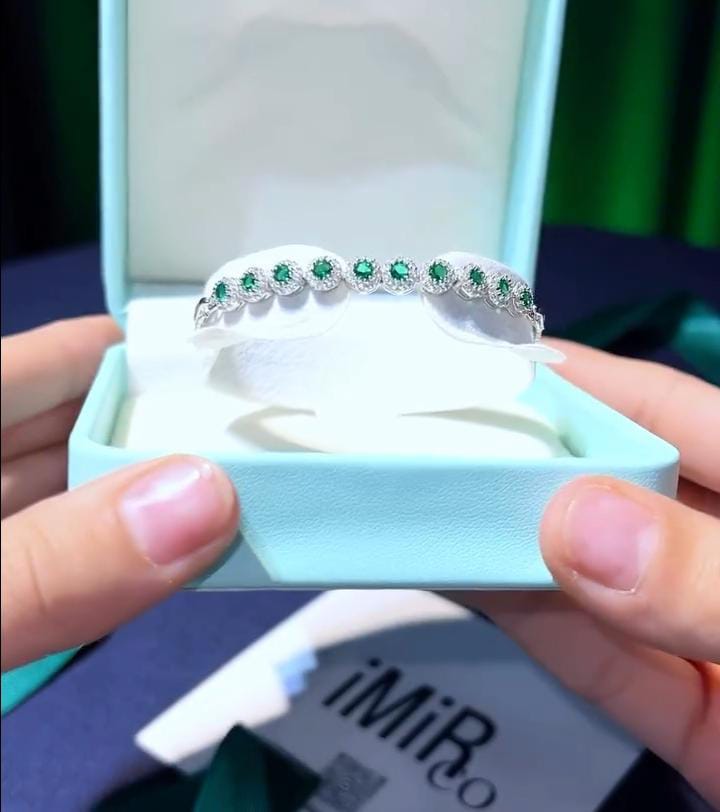 Elegant Green Stone Bracelet with Silver Chain | 🎁