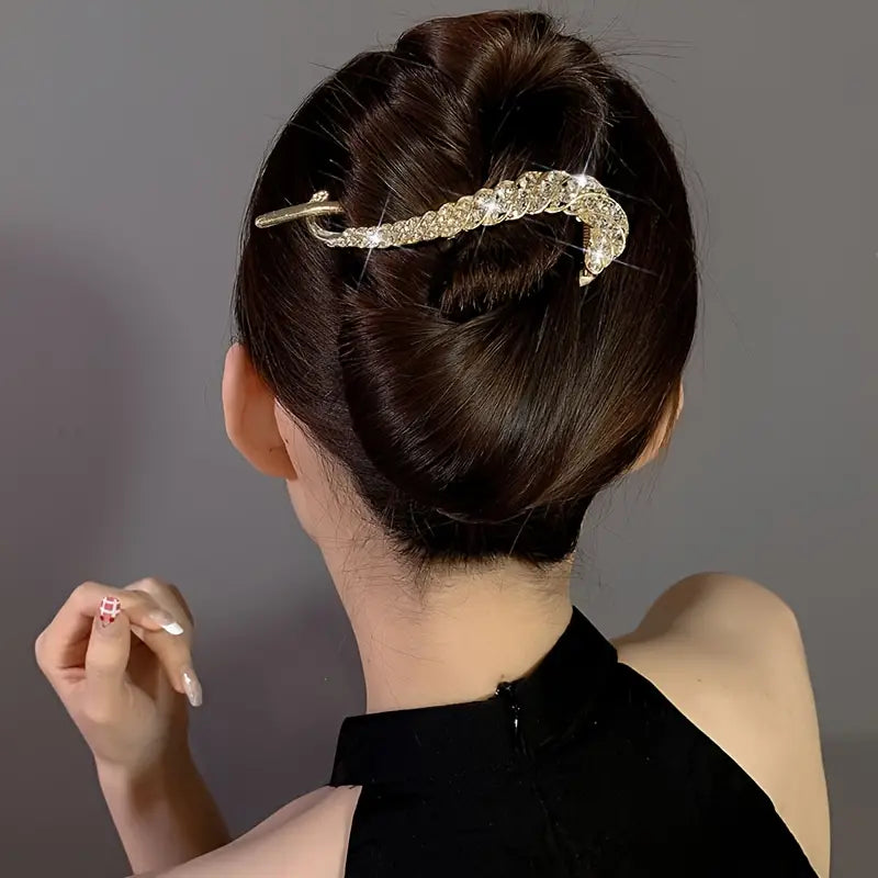 Imported Geometric Shape Rhinestone Hair Clip | Non-Slip Strong Hold Grip |