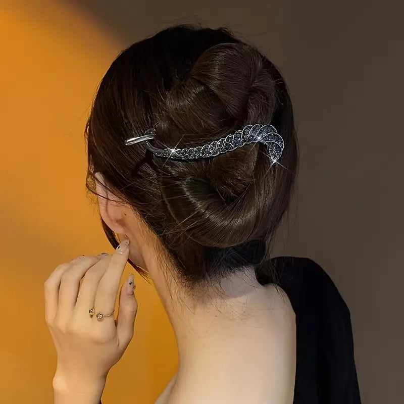 Imported Geometric Shape Rhinestone Hair Clip | Non-Slip Strong Hold Grip |