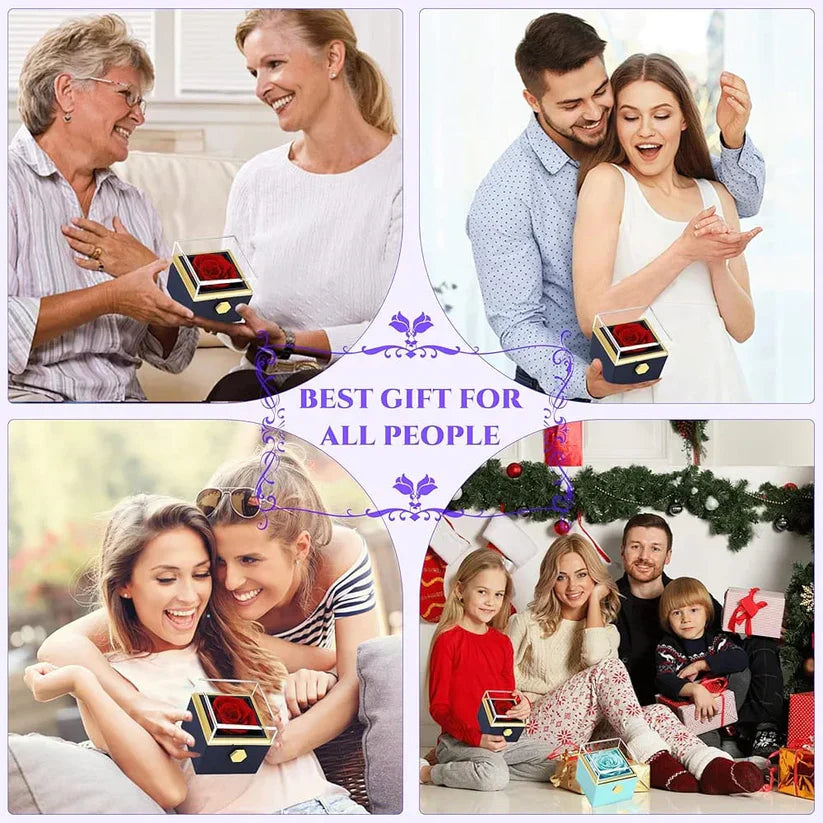 Rotating Rose Box + Heart Ring 💖 (With Gift Bag)
