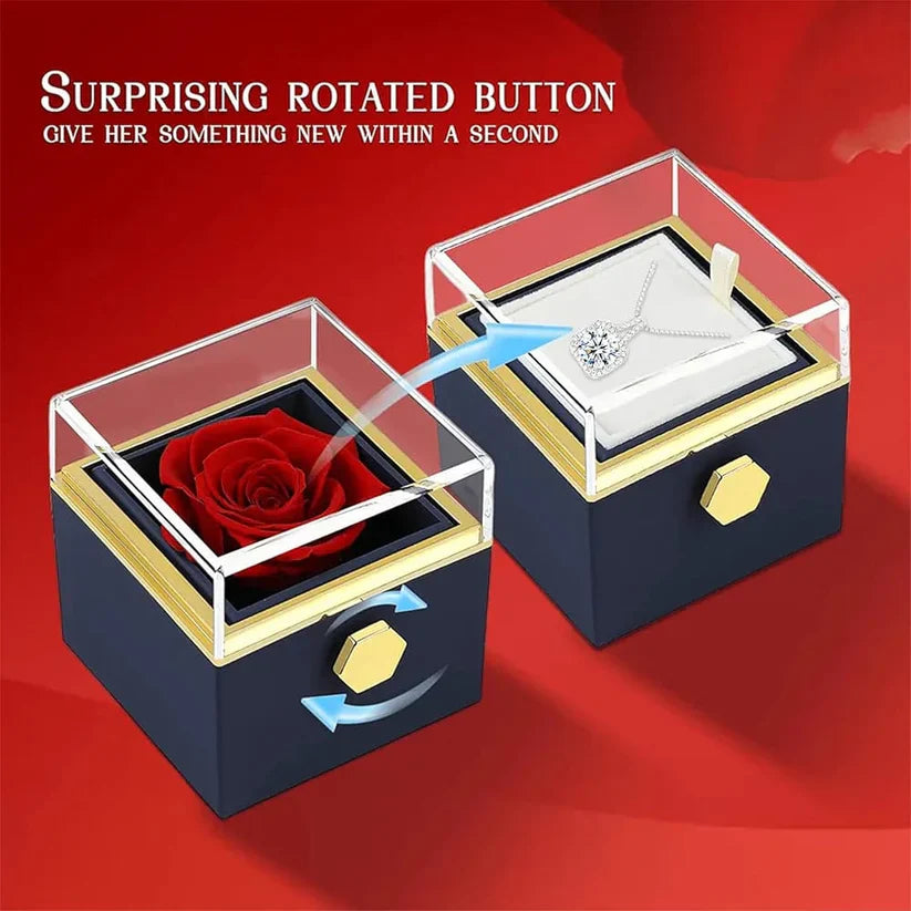 Rotating Rose Box + Heart Ring 💖 (With Gift Bag)